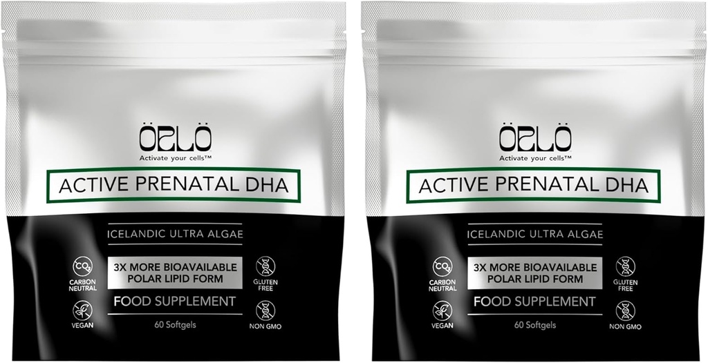 Orlo PRENATAL DHA - Prenatal DHA Omega 3 Supplement - Triple Strength Omega3s - Vegan DHA & EPA Algae Omega-3 Oil - understøtter hjernens udvikling under graviditet og amning (120 Mini Softgels)