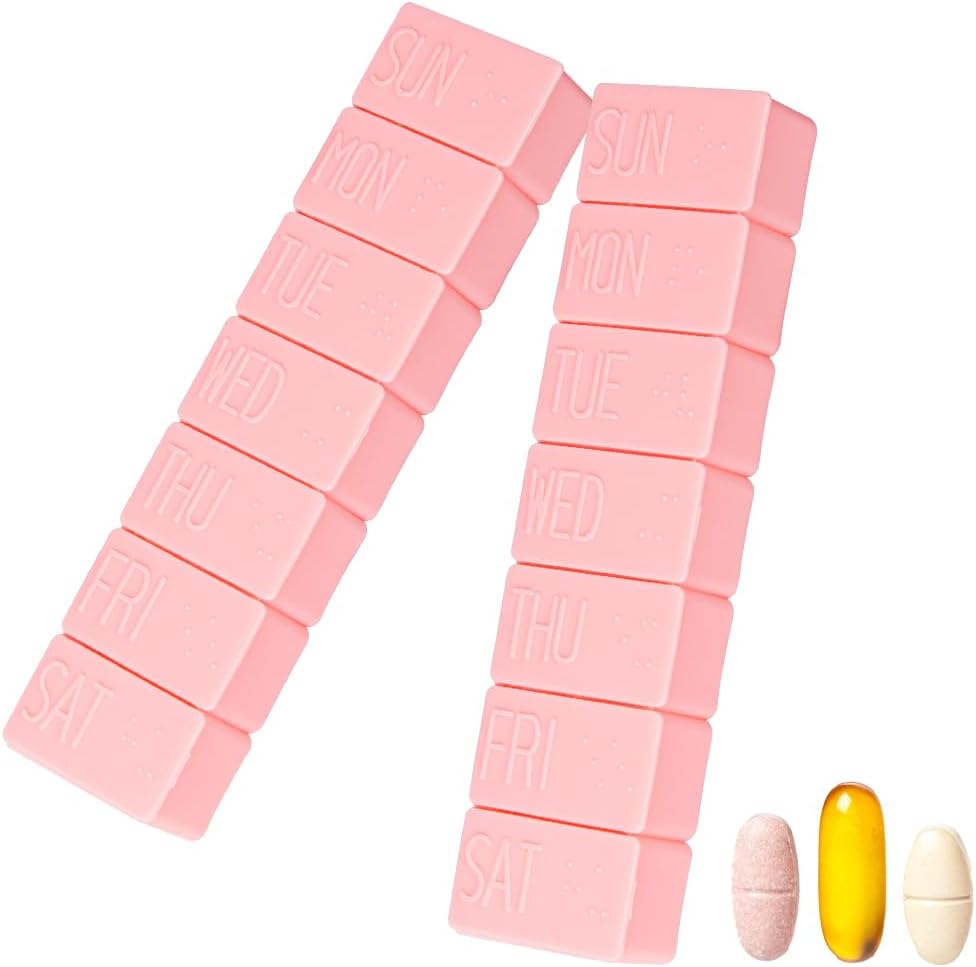 Sanderala 2Pack Weekly Pill Organizer, Ekstra store 7 dage Pill Cases, Daily Pill Box for Fish Oil, Calciumtabletter Kosttilskud og andre vitaminpiller