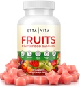 Superfruit Gummies Supplement for Bloating & Gut Health, 9 Superfruit Supplement for voksne & Børn, Collagen Booster - Immunity & Antioxidant Support, Non-GMO, Pectin- baseret, Gluten- fri, Ingen kapsler