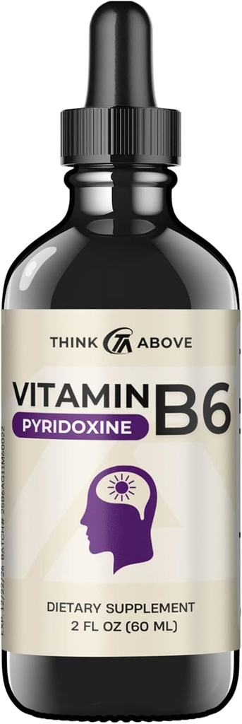 Vitamin B6 Flydende dråber - Pyridoxin hcl - Hurtig Absorbing - Support Brain Function, Immunsystem, Nervesystemet og Mood - 17 mg 1000% DV - Filler Free - 30 dages forsyning - (2 oz) Til voksne