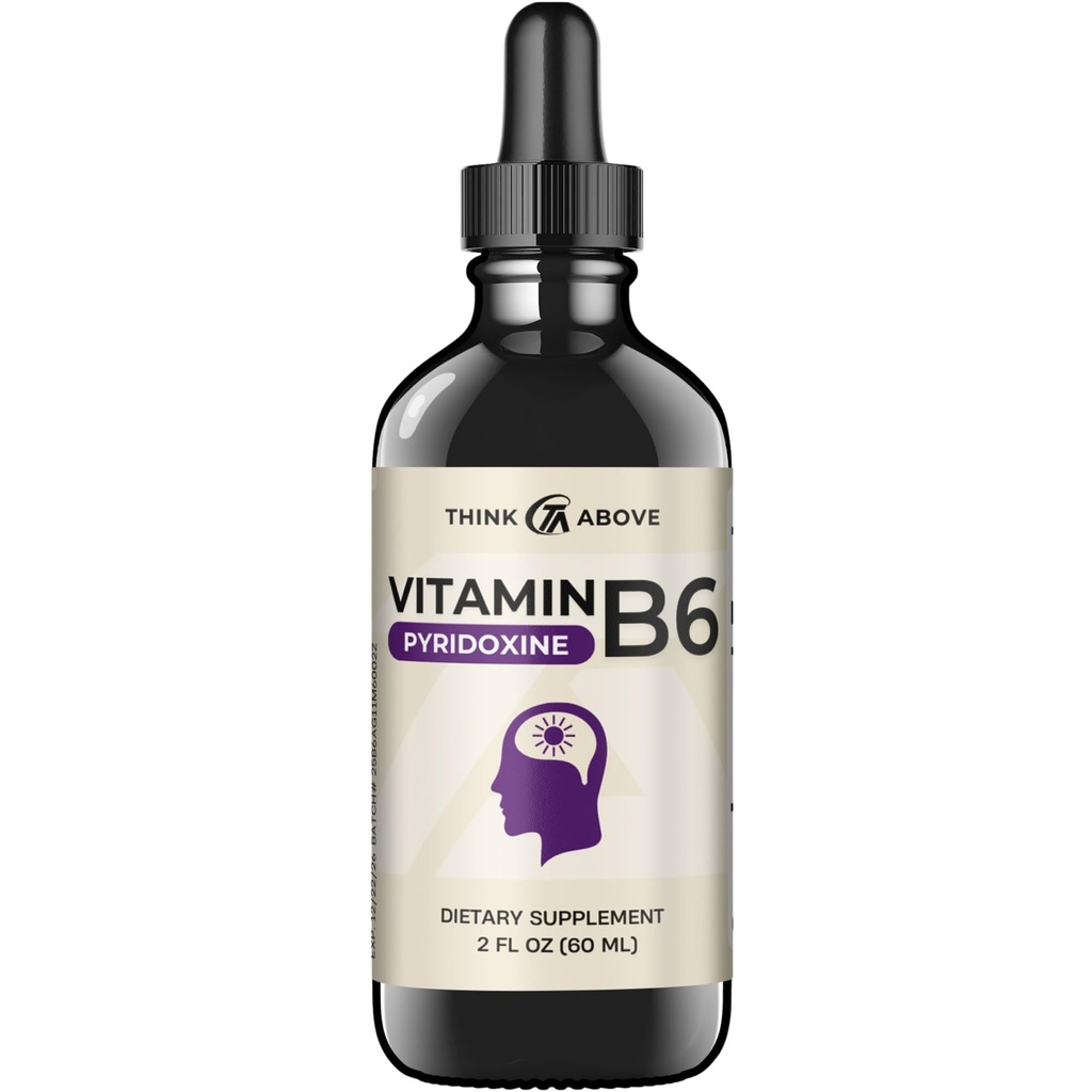 Vitamin B6 Flydende dråber - Pyridoxin hcl - Hurtig Absorbing - Support Brain Function, Immunsystem, Nervesystemet og Mood - 17 mg 1000% DV - Filler Free - 30 dages forsyning - (2 oz) Til voksne