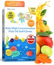 DAIKEN High Concentration Kids Fish Oil Omega-3 Gummies, No Sugar Added, Individually Wrapped, 300 mg Omega-3 (DHA & EPA) with Vitamin D3 for Kid, 30 Count, Tropical Fruit Flavor, Norwegian Sourced