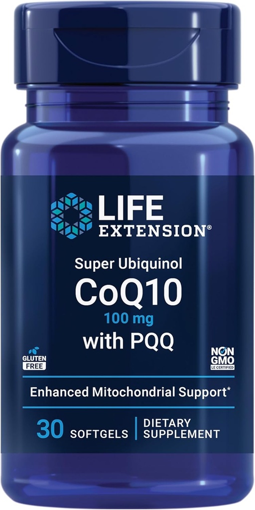Life Extension Mitokondriel Energy Optimizer med PQQ og Super Ubiquinol CoQ10 med PQQ - 120 kapsler og 30 Softgels
