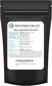 Pres for Life Blue Spirulina Powder, Pure Vegan Superfood, Gluten Free, Natural, Non GMO, Blue Algae Powder (Phycocyanin), pakket med protein, Vitaminer og antioxidanter (56g)