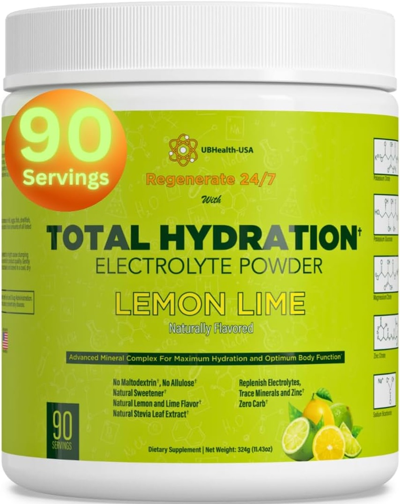 Total Hydration Electrolyte Erstatning Mix (90 Servering, Lemon Lime)