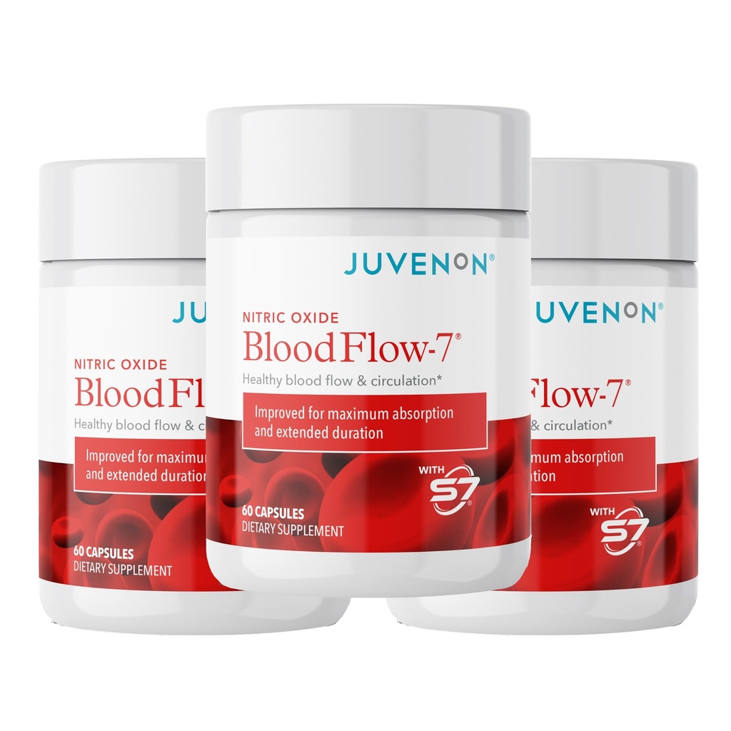 Juvenon BloodFlow- 7 nitrogenoxid tillæg med nitrosigine 180 greve (pakning med 3)
