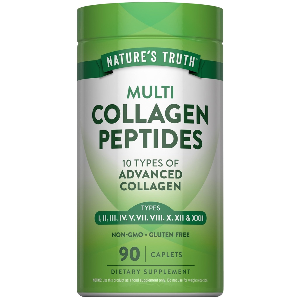 Nature's Truth Multi Collagen Peptide Pills | 10 Types of Advanced Collagen | for Women & Men | 90 Count | Non-GMO & Gluten Free Supplement