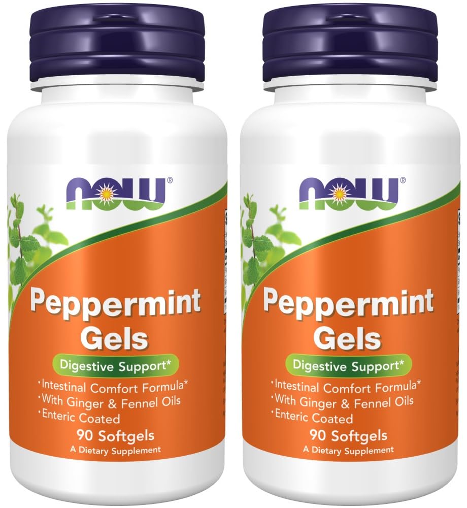 Now Foods Pebermynte Gels with Ingefær & Fennel Oliils, 90 Softgels (Pack of 2)
