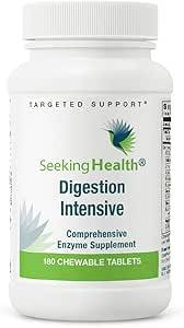Søgning Health fordøjelse Intensive tyggetabletter, Omfattende fordøjelsesenzymer Supplement, Understøtter Comfort Efter at have spist, Vegan og Vegetar (180 tyggetabletter) *