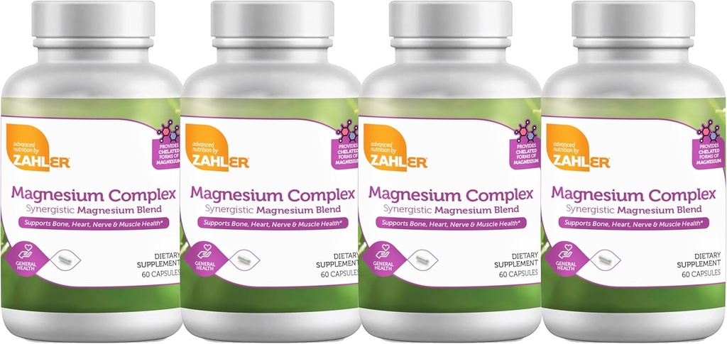 Zahler Magnesium Complex Synergistisk Magnesium Blend, Understøtter ben, hjerte, nerve og muskel sundhed, 240 kapsler.