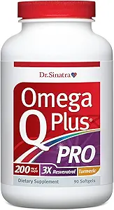 Dr. Sinatra Omega Q Plus PRO - Professional Strength Heart and Sund Aging Support med 200 mg CoQ10 og 90 mg Resveratrol til optimal celleenergiproduktion (90 softgel)