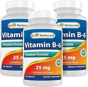 Bedste Naturals Vitamin B6 25mg 250 tabletter (250 greve (pakning med 3))