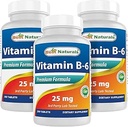 Bedste Naturals Vitamin B6 25mg 250 tabletter (250 greve (pakning med 3))