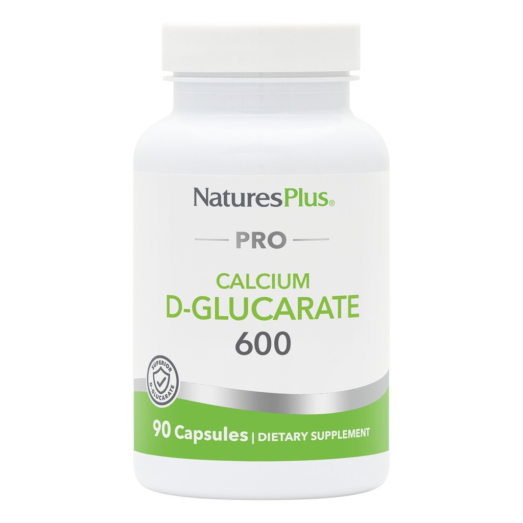 NaturesPlus PRO Calcium D- glucarat (CDG) 600 mg - 90 kapsler - Non- GMO, Vegan, Gluten Free, Soy Free - 90 Servere