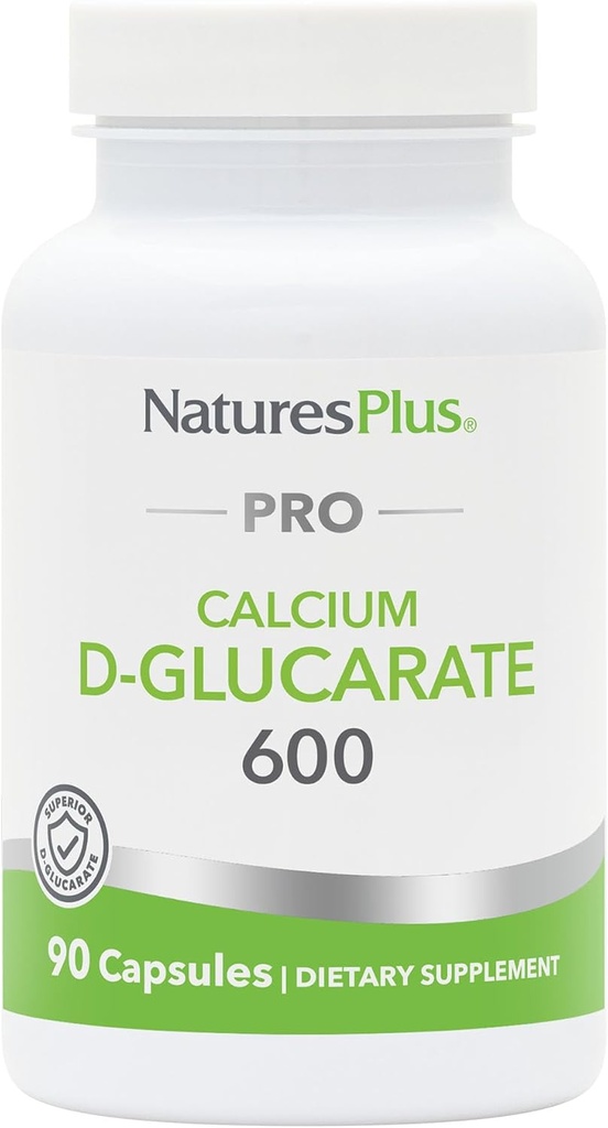 NaturesPlus PRO Calcium D- glucarat (CDG) 600 mg - 90 kapsler - Non- GMO, Vegan, Gluten Free, Soy Free - 90 Servere