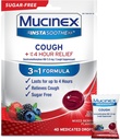 Mucinex Instasoothe Sugar Free Hough Drops, Hoste Medicin for voksne med Dextromethorphan HBr, Non Menthol Hough Drops, Host suppressant Lozenges, Blandede Berry Medicin Hough Drops, 40kt