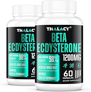 1200MG Beta Ecdysterone Supplement, 98% Maksimum Renhed Ecdysterone Kosttilskud til Lean muskelmasse, atletisk ydeevne & styrke, 120 kapsler