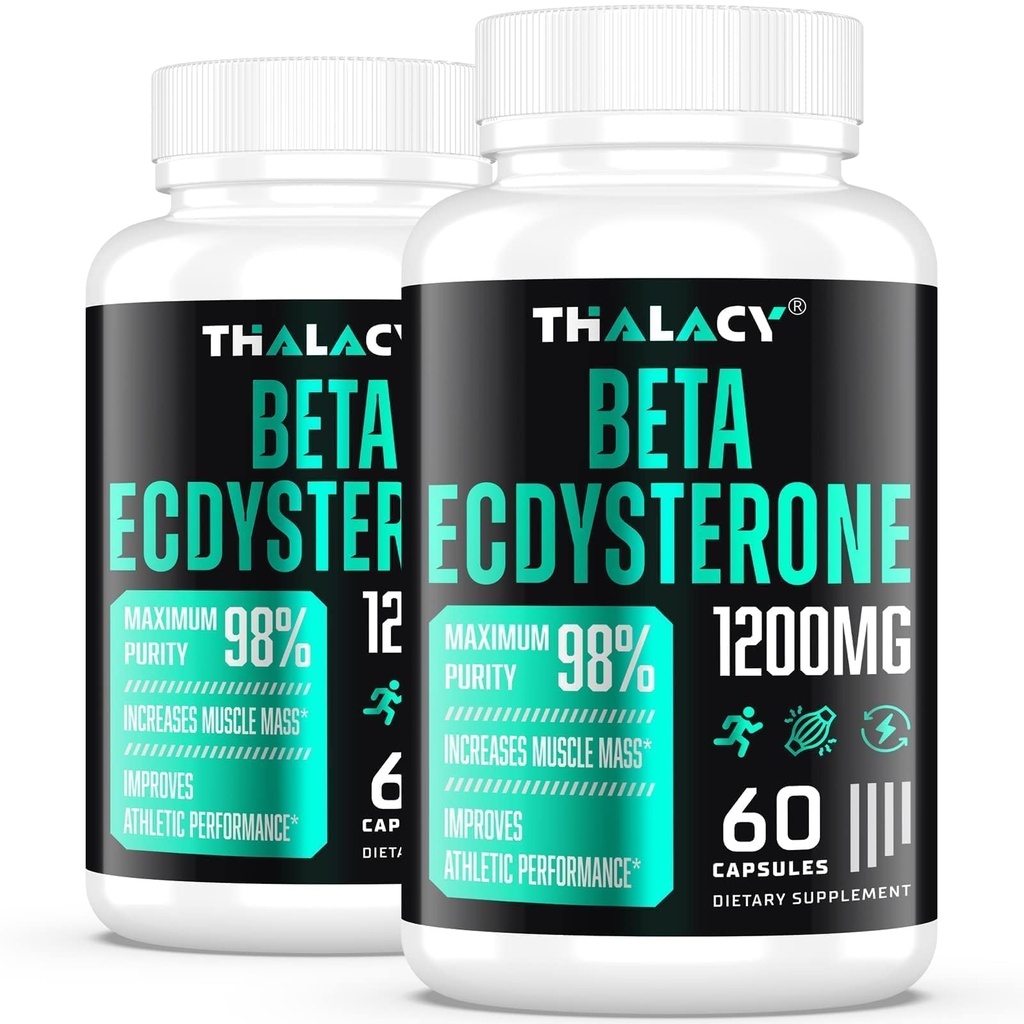 1200MG Beta Ecdysterone Supplement, 98% Maksimum Renhed Ecdysterone Kosttilskud til Lean muskelmasse, atletisk ydeevne & styrke, 120 kapsler