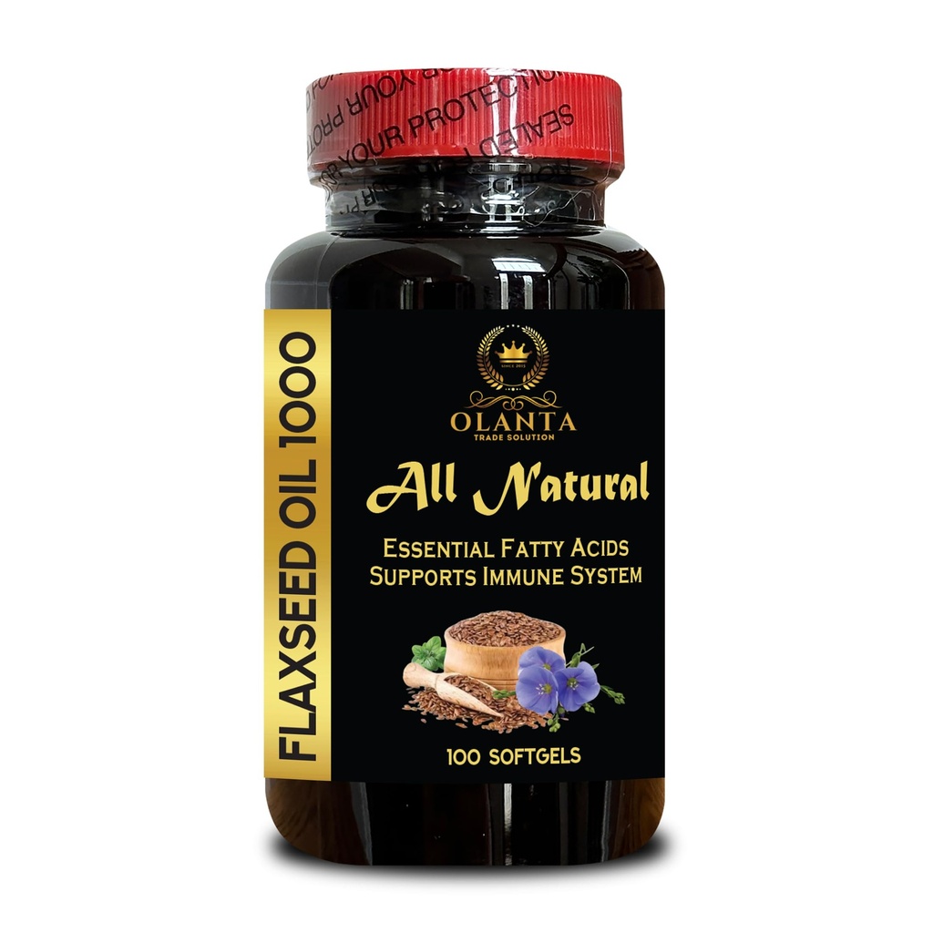 Cold-Pressed Flaxseed Oil Capsules - Pure Plant-Based Omega-3 & Omega-6 Source - Non-GMO Softgels for Daily Wellness - 1 Bottle 1000mg 100 Softgels