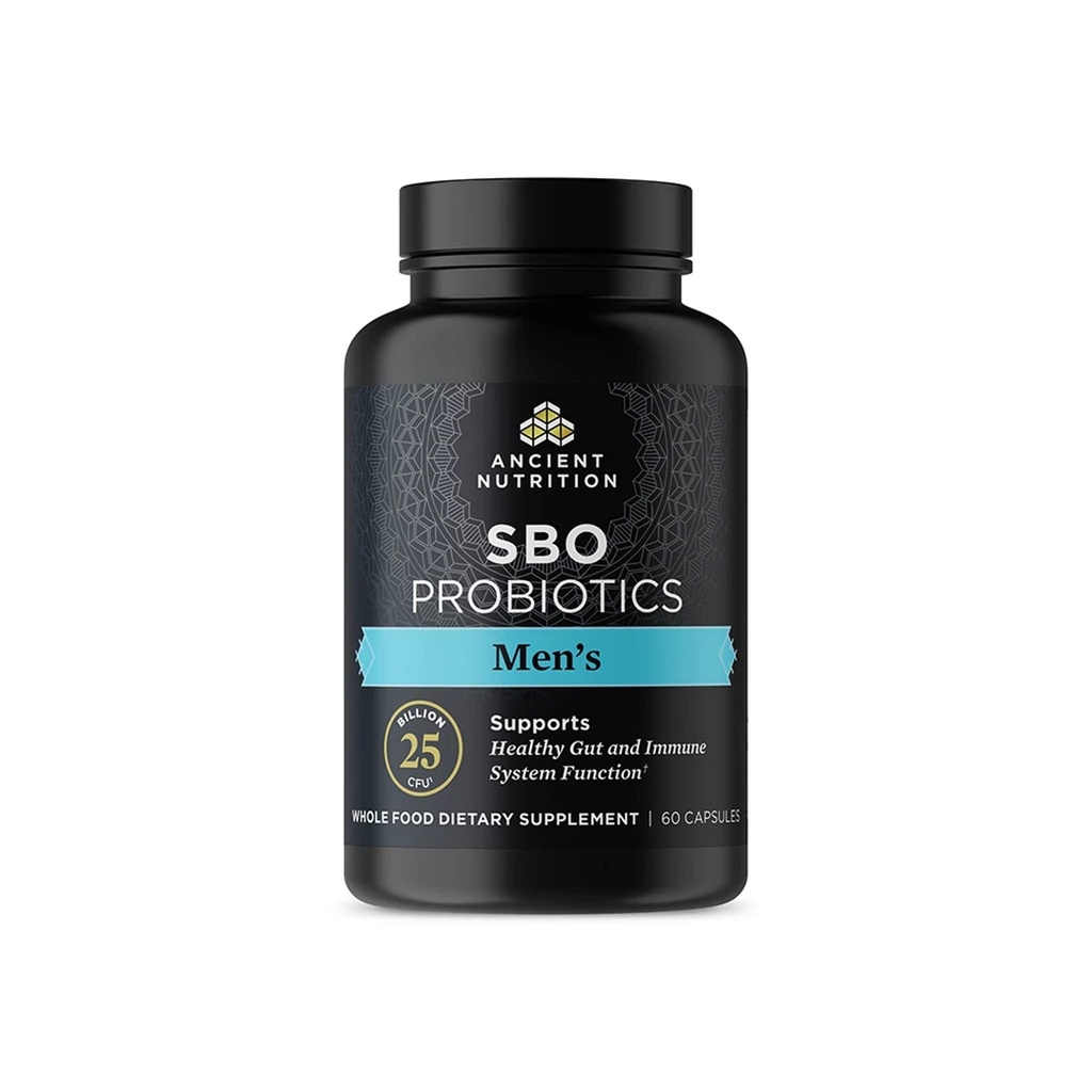 Ancient Nutrition Probiotika til mænd, SBO Probiotika Mænd 60 Ct, for Gut Sundhed, fordøjelse og immunforsvar, øger muskelmasse og fedt Metabolisme, 25 milliarder CFU * Per servering