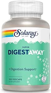 SOLARAY Super Digitaway fordøjelsesenzymer - Pancreatin, Papain, Ingefær, Pepsin, Betaine HCl, Aloe Vera, og mere - fordøjelse & næringsstof Absorption Support - Lab Verified - 180 VegCaps