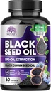 Black Seed Oil Capsules 1000mg med Thymoquinone - Pure Nigella Sativa for hud sundhed & immunforsvar, 100% Blackseed Oil, Amazing Extraction Over Cold Pressed Black Cumin Seed - 60 Softgels