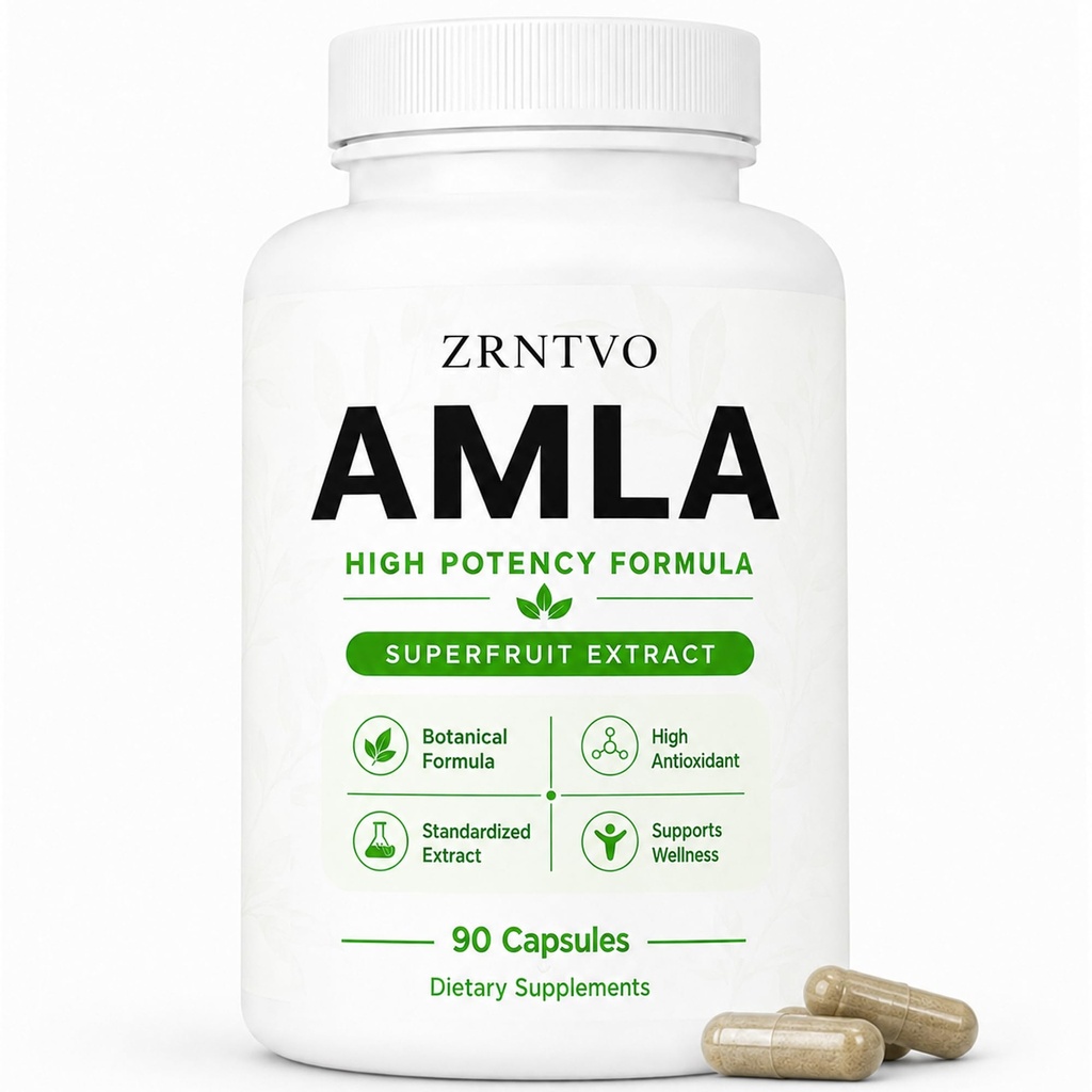 Organic Amla Capsules, Plant-Based Superfruit Extract, Botanical Formula, Standardized Extract, Vegan & Gluten-Free, 90 Count
