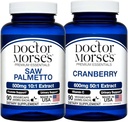 Dr. Morse 's Saw Palmetto 5000mg & Cranberry 30000mg Bundle - Prostate Health, Urinary Tract Support, og Samlet Wellness for mænd og kvinder, FDA- Registreret, NSF- Certified 90 Kapsler