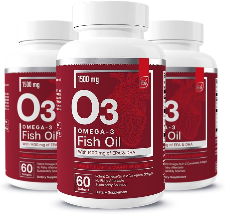 Væsentlige elementer Omega-3 Fish Oil supplement med EPA & DHA Note 124; Fedtsyrer til immunforsvar, hjerte & Kognitiv Support