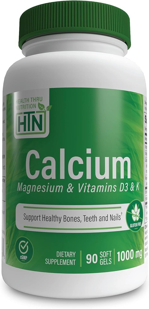 Health Thru Nutrition Calcium 1000mg og Magnesium 400mg med vitamin D3 & K (90 Softgel)