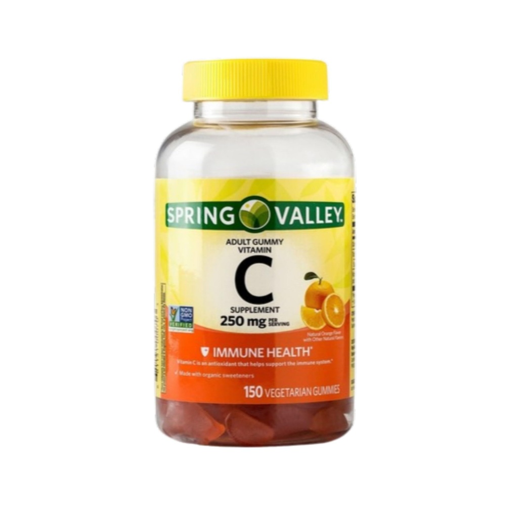 Vitamin C Gummies 250mg – 150 Count, Orange Flavor, Daily Vitamin C Supplement for Adults, Vegetarian Non-GMO Vitaminas C, Chewable Gummy Vitamins (Pack of 1)