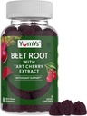 YUM-V'S Beet Root Gummies with Tart Cherry Extract - Berry Flavor Beetroot Gummies - Beet Chews for Blood Circulation and Antioxidant Support - Red Beets Gummies (Berry 60 Count (Pack of 1)