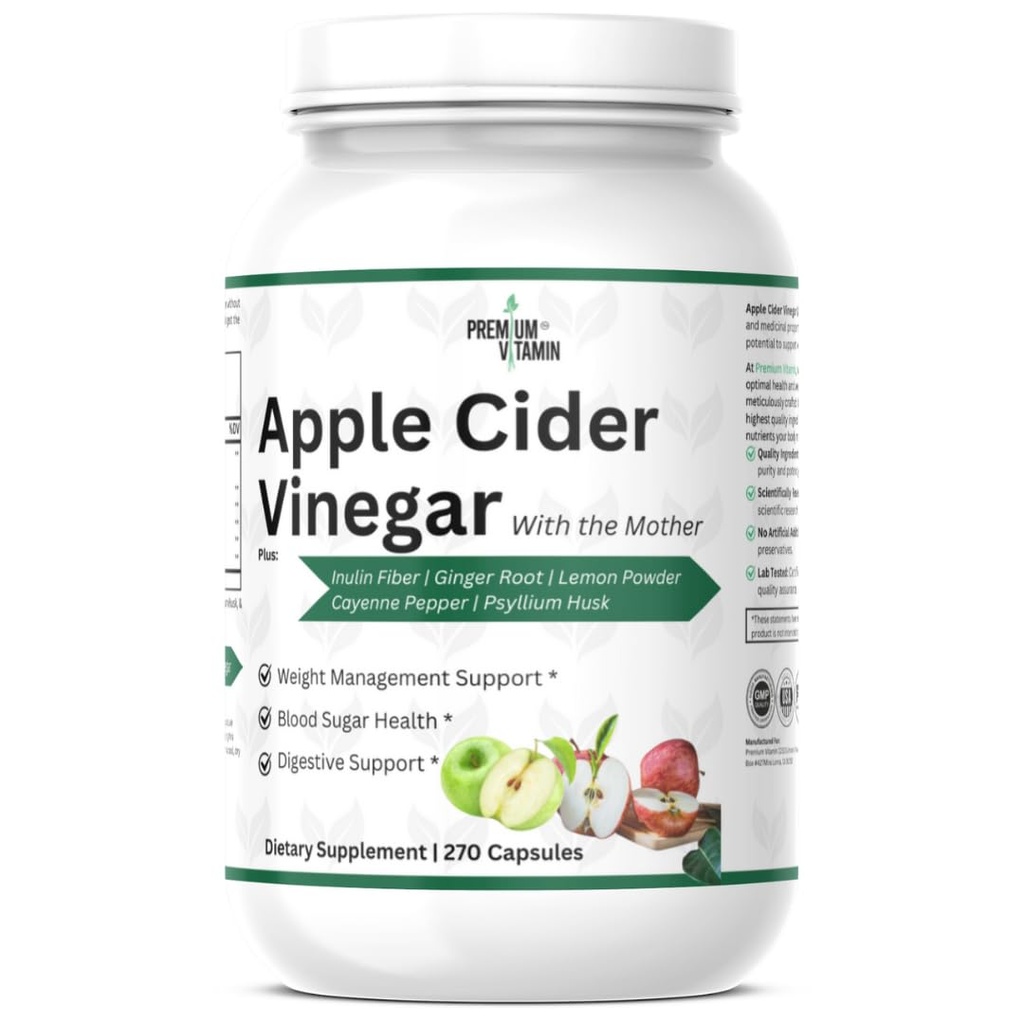 Apple Cider Vinegar Capsules, 1575mg, 270 Count, Extra Strength, Non-GMO, Gluten Free