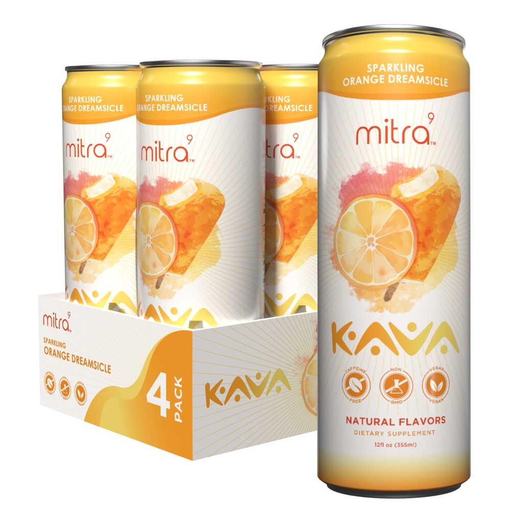 MITRA9 Botaniske drikke - Orange Dreamsicle Sparkling Kava drikke med Kava Root Extract - Mood Enhancer - Plant baseret - fremmer naturlig ro & Klarhed (12 Fl. Oz) (4)