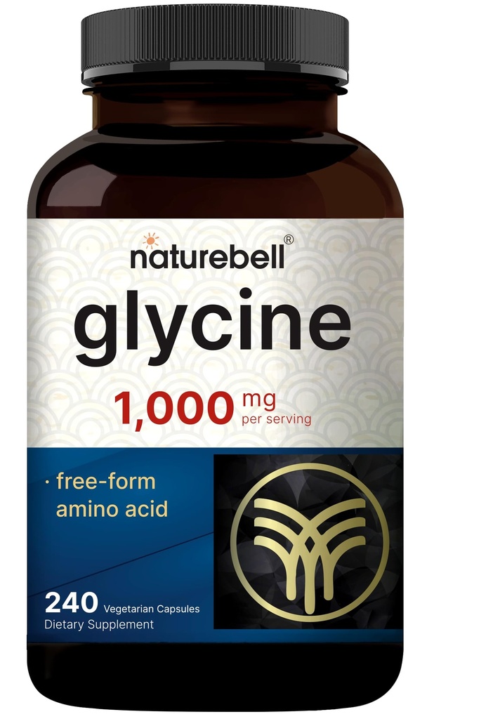 NatureBell Glycine 1,000 mg Per Serving, 240 Vegetarian Capsules – Free-Form Glycine Supplement – 120 Servings – Non-GMO, Gluten Free