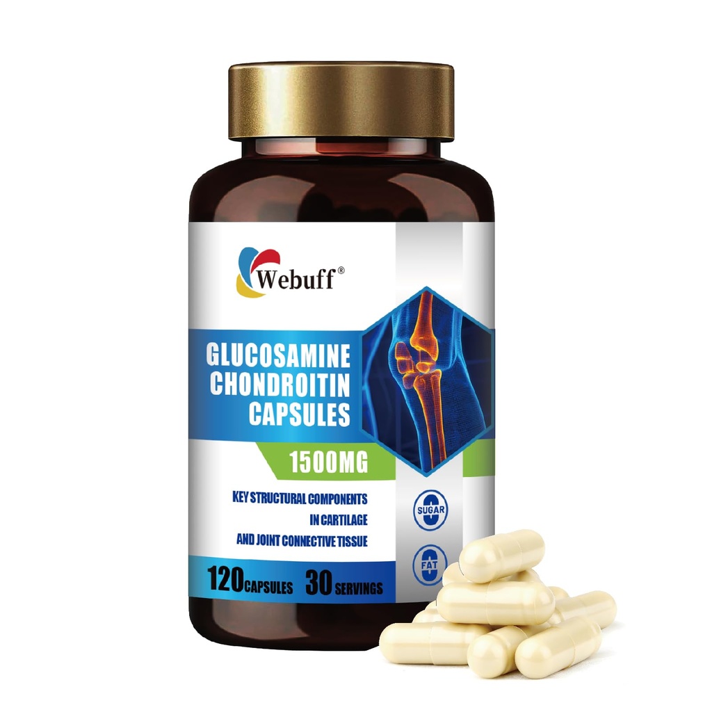 Glucosamine Chondroitin Capsules Support to Maintain Healthy Joint Function and Mobility Turmeric Dietary Supplement 120 Capsules (120 Count (Pack of 1))