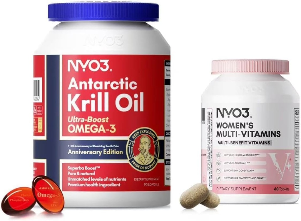 NYO3 Krill Oil Omega 3 og Multivitamin til kvinder, 2 Pack