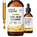 Wild & Organic UriAcid Cleanse Drops - Tart Cherry, Gurkemeje, Chanca Piedra Stone Breaker Complex for Nyre Cleanse - UriAcid Support - Vegan, Sukker & Alkohol- Gratis tinktur - 2 oz