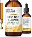 Wild & Organic UriAcid Cleanse Drops - Tart Cherry, Gurkemeje, Chanca Piedra Stone Breaker Complex for Nyre Cleanse - UriAcid Support - Vegan, Sukker & Alkohol- Gratis tinktur - 2 oz