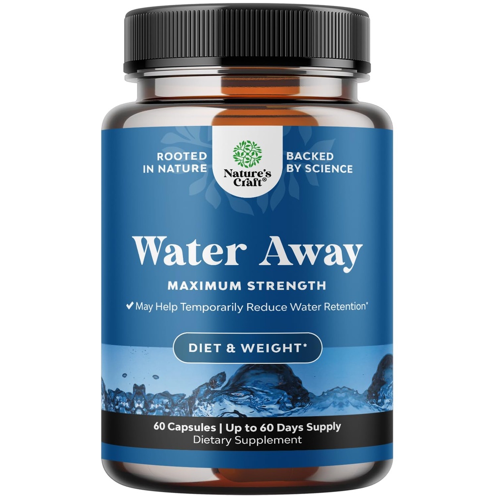 Vand væk Herbal Diuretic Pills High Strength - Fluid retention Supplement med Mælkebøtte Leaf Extract & Green Tea for Bloating Relief for kvinder & mænd - Kapsler til ben & fødder Hævelse - 60 Greve