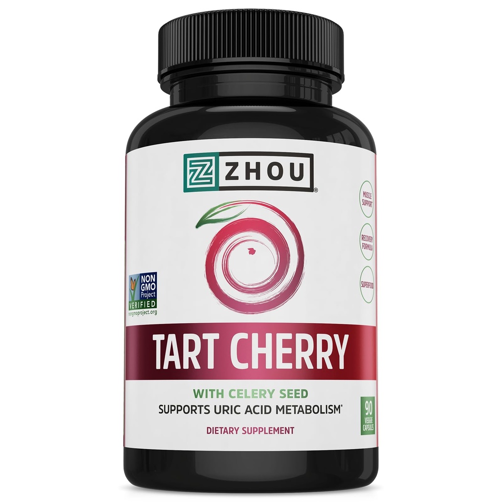ZHOU Tart Cherry Extract + Celery Seed - Tart Cherry Capsules for Men & Women, Concentrate Pills for Sleep & Uric Acid Cleanse, 1000mg Per Pill - 90 Veggie Capsules