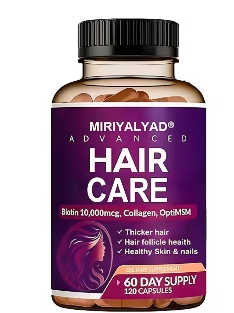 Advanced Hair Care Supplement, Biotin 10,000mcg, Collagen, OptiMSM, Hair, Skin & Nail Support, 120 Capsules, 60 Day Supply