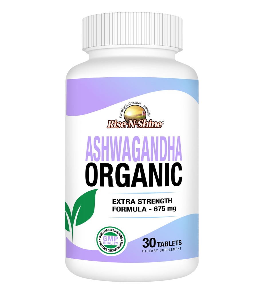 Rise-N-Shine Organic Ashwagandha Premium Adaptogenic Herb for Balance, Calm & Overall Well-Being