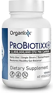 Organixx ProBiotixx + Probiotisk tillæg, Daglig Probiotika til kvinder & Mænd For fordøjelsessygdomme Gut Health, immunstøtte, 2,5 milliarder CFU, Gluten Free, Non GMO, Hylde Stable, 60 vegetariske kapsler
