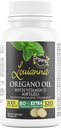 Louianna - Organic Wild Oregano Oil med D-vitamin, flydende softgel kapsler med 80 Procent Carvacrol, understøtter dine knogler, immunforsvar og tandkød, Urtetilskud, 120 Softgel