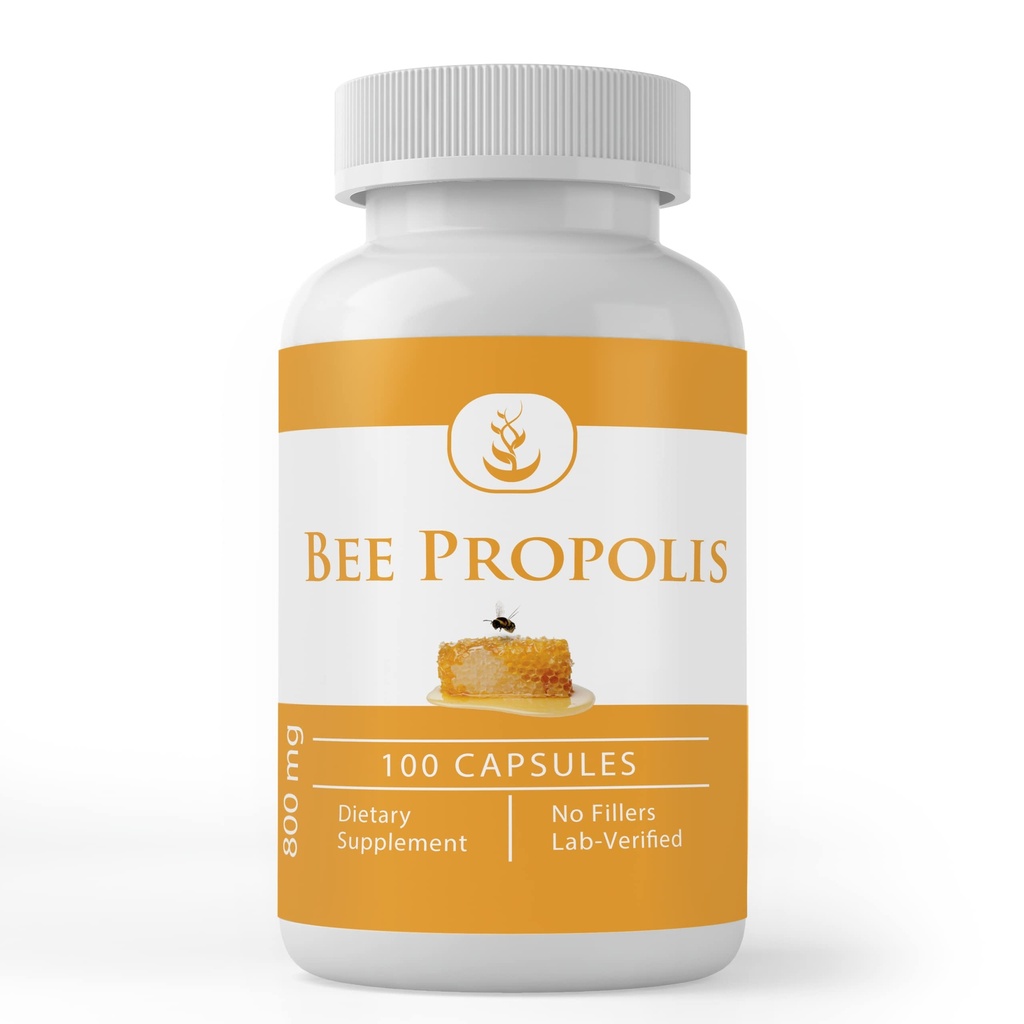 Pure Original Ingredienser Bee Propolis, (100 kapsler) Altid Pure, Ingen tilsætningsstoffer eller Fillers, Lab Verified