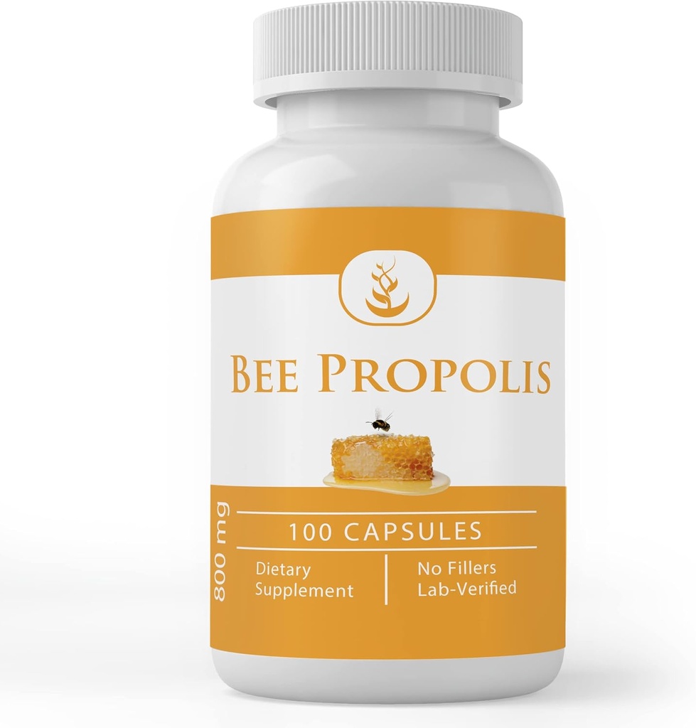 Pure Original Ingredienser Bee Propolis, (100 kapsler) Altid Pure, Ingen tilsætningsstoffer eller Fillers, Lab Verified