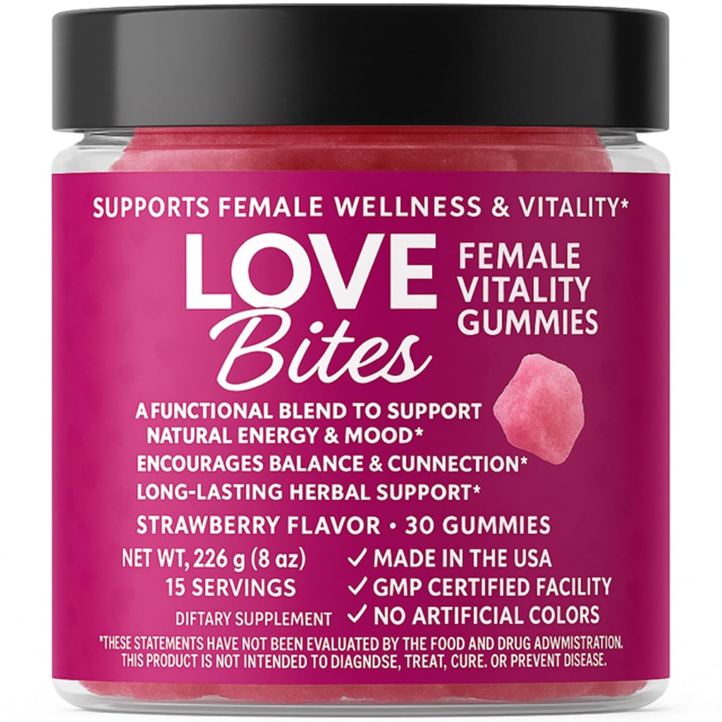 Love Bites for Female Passion Gummies in Jar-One Month Supply with Jar