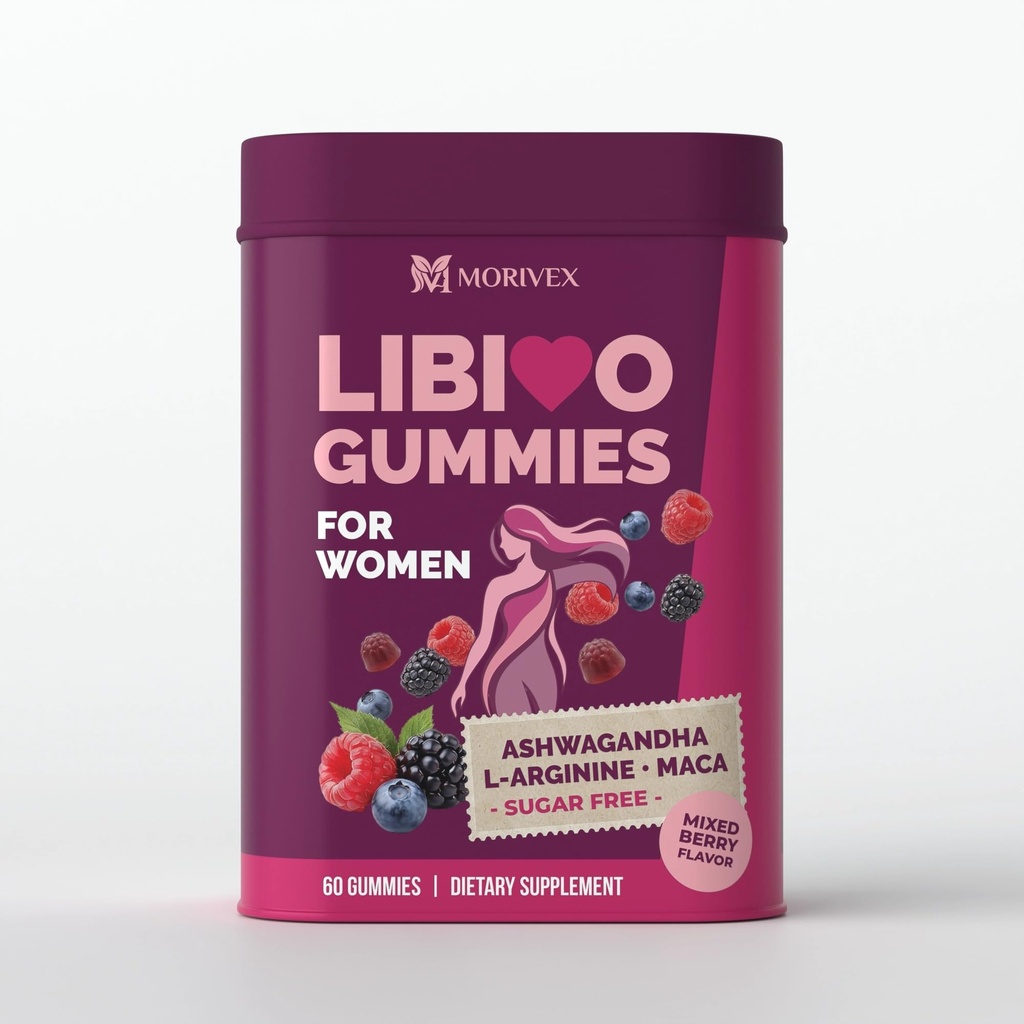 Libido Booster for Women with 1500mg Maca & 1000mg Ashwagandha, for Energy, Mood - Strongest Female Libido Booster + Hormone Balance for Women Cortisol Reducer, 0 Sugar, 60 Gummies