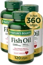 Nature 's Bounty Fish Oil, 1200mg, 360mg Omega-3, 120 (3 Pack, 360 Total) Softgels 120 Softgels